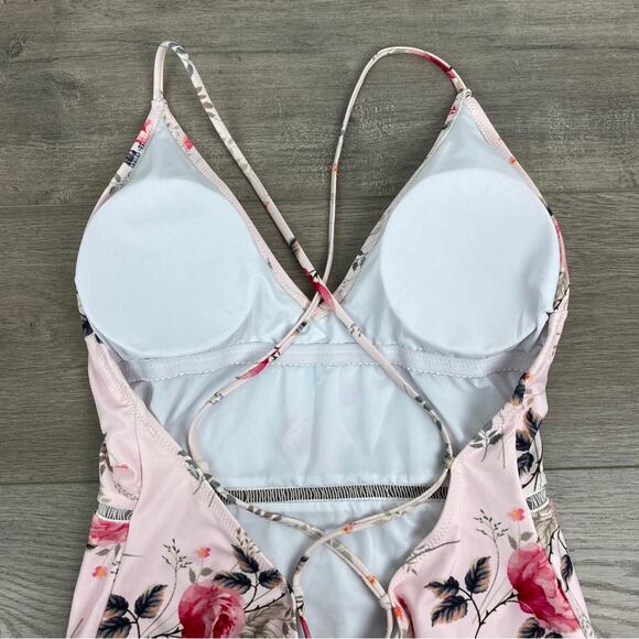 Cupshe Pink Floral Scoop Back One Piece Swimsuit Sz.XL NWT - Picture 9 of 14